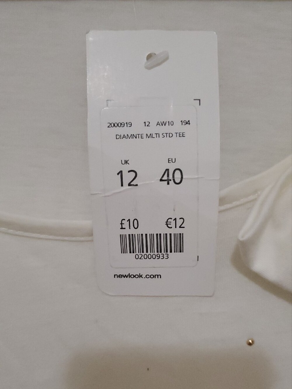 New Look White Short Sleeve Scoop Neck Top with Bow and Studs UK SIZE 12 - Picture 2 of 6